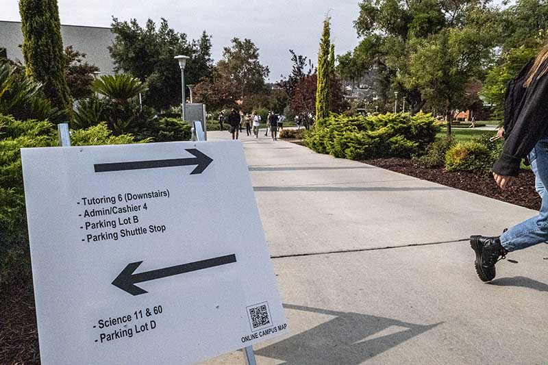 Directional signage on campus