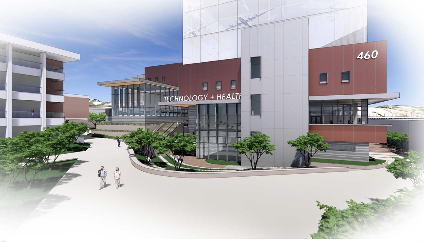 Tech and Health building, rendered image 3