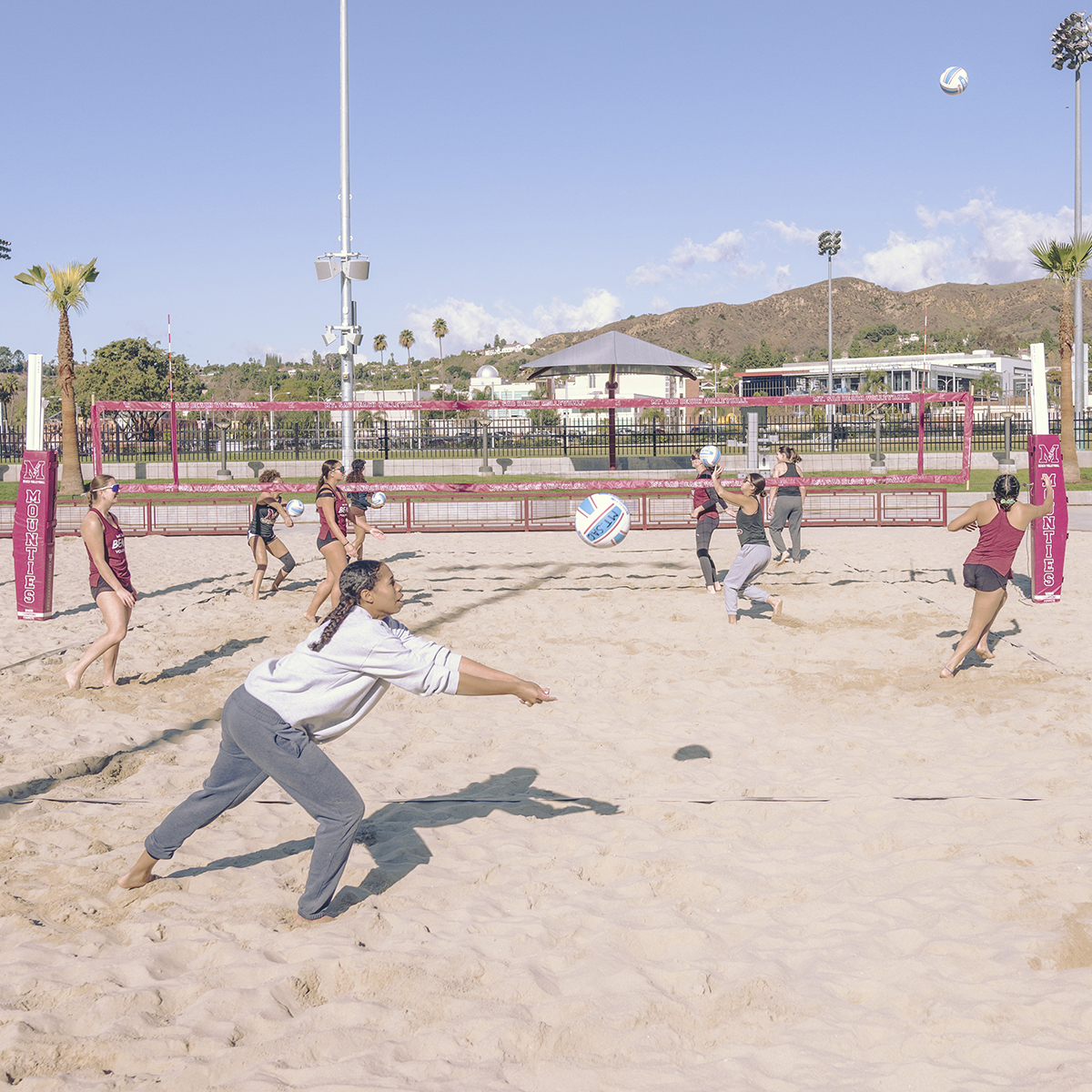 Beach volleyball players.