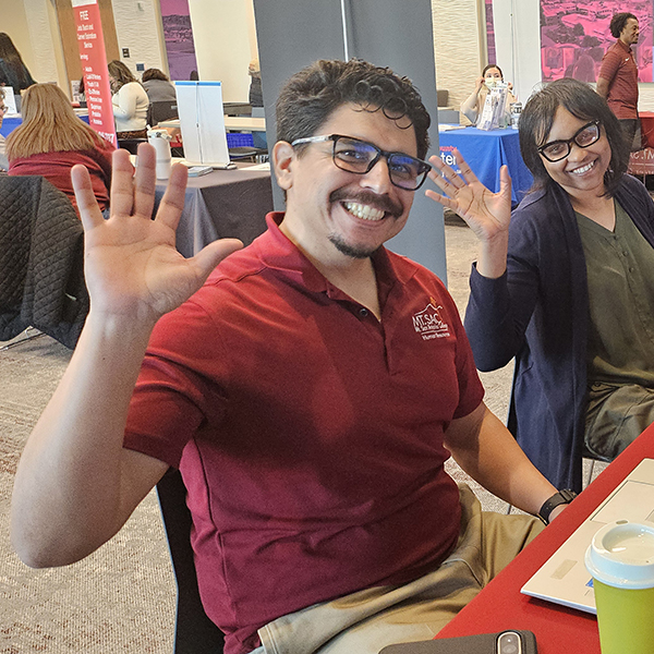 Mt. SAC volunteers greet arriving guests at the Employer Open House.