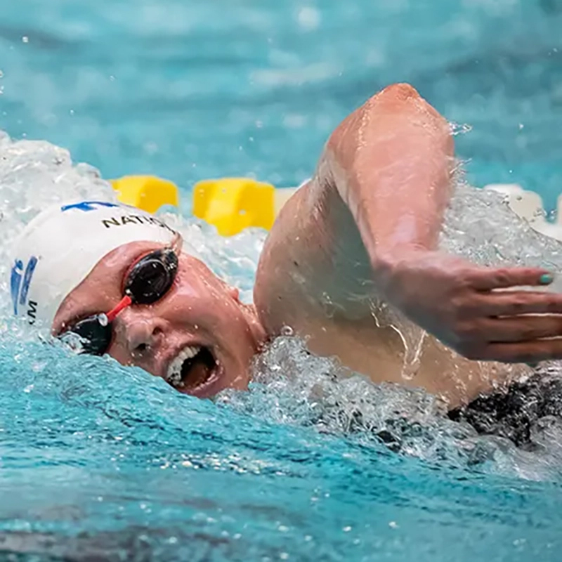 A U.S. Paralympic swimmer competes in an event.