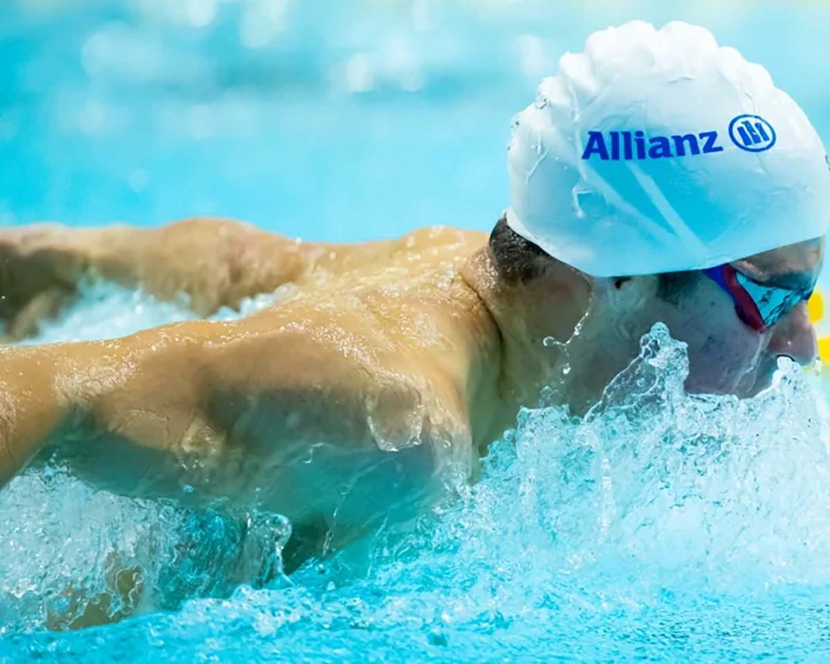 A U.S. Paralympic swimmer competes in an event.