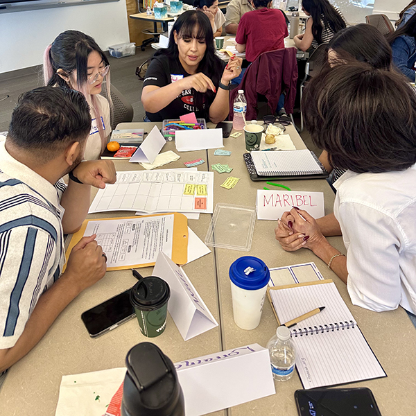 A counselor teaches new students at Mt. SAC during an introduction to college class.