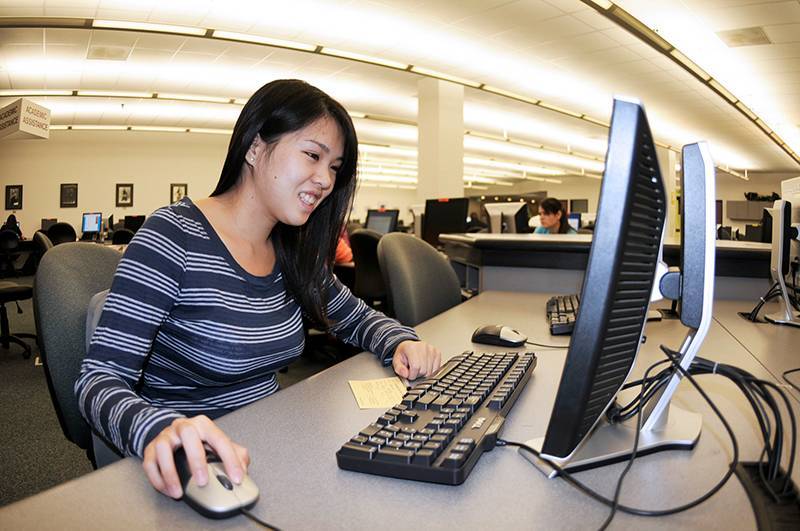 a student working at a computer