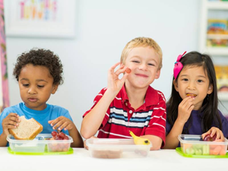 Young children eating