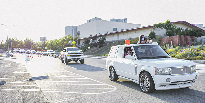 Cars throughout campus