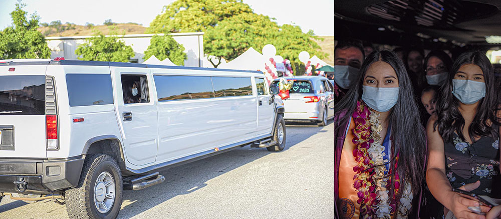 Family in limo