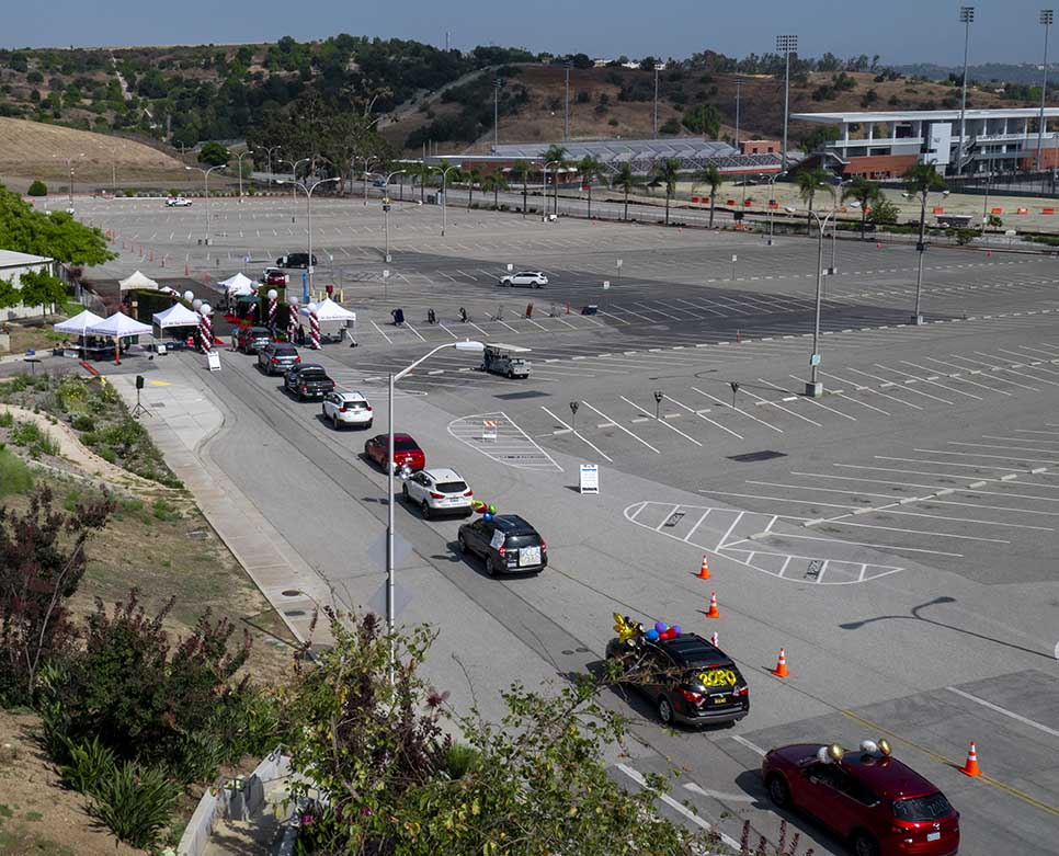 Cars enter into the award area