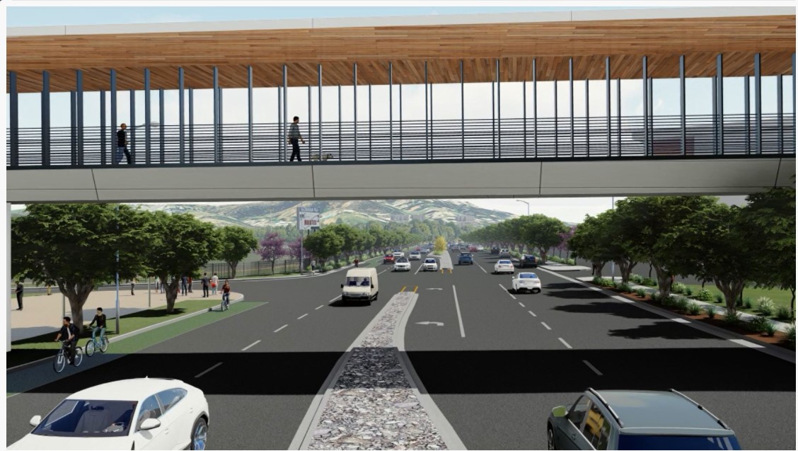 rendering of bridge over Temple Avenue