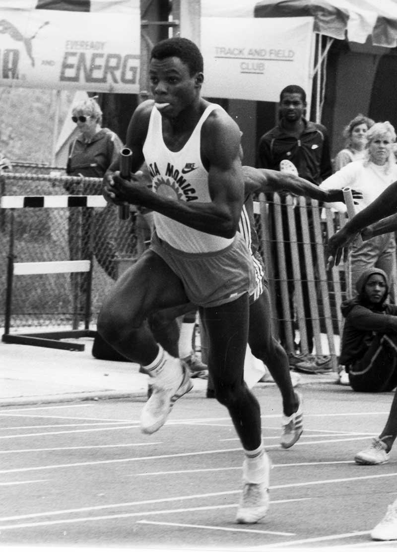 Carl Lewis races at Mt. SAC Relays 