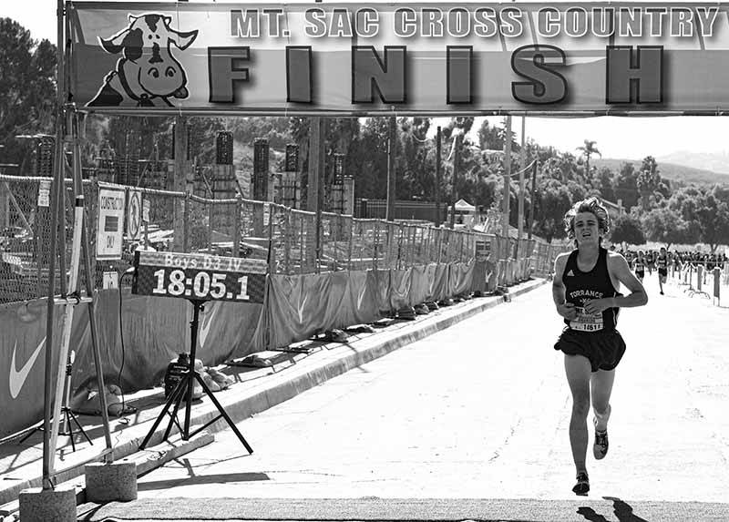 Mt. SAC Invitational runner at finish line