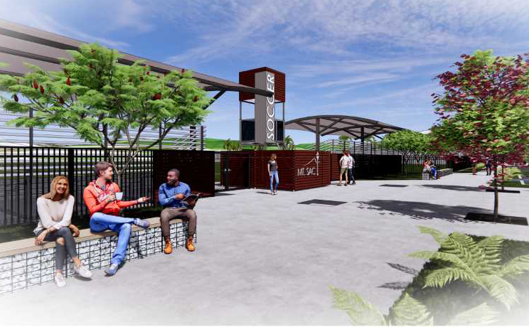 Entrance to soccer field rendering