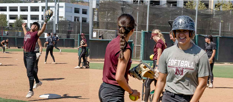 Women's Softball team practices