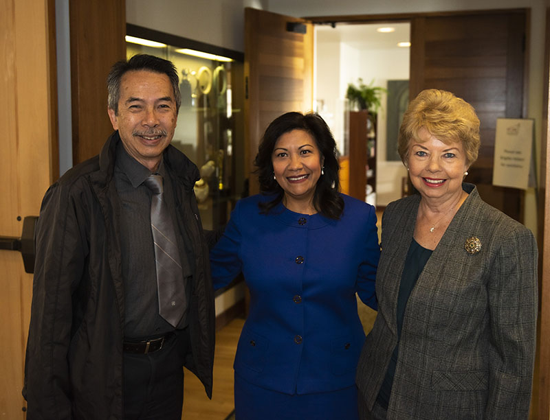 Rep. Torres (center) with Mt. SAC Board of Trustees Gary Chow (L) and Roseanne Bader (R)