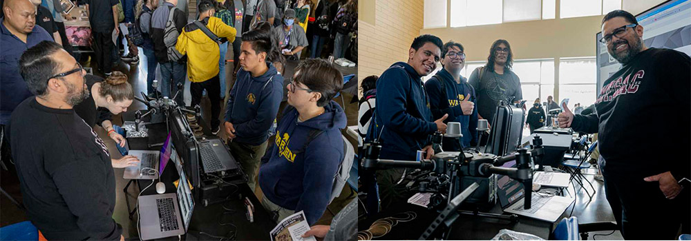 Drone Photography professor Jason Perez talks with students at event