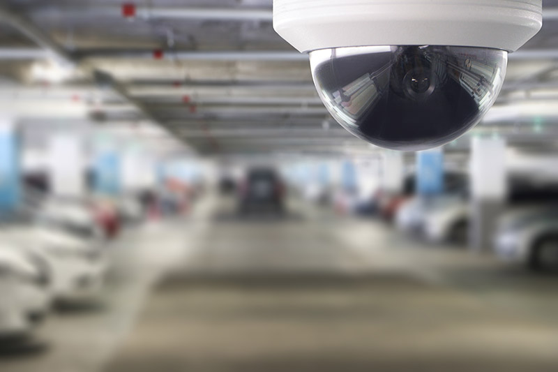 Surveillance camera in parking garage