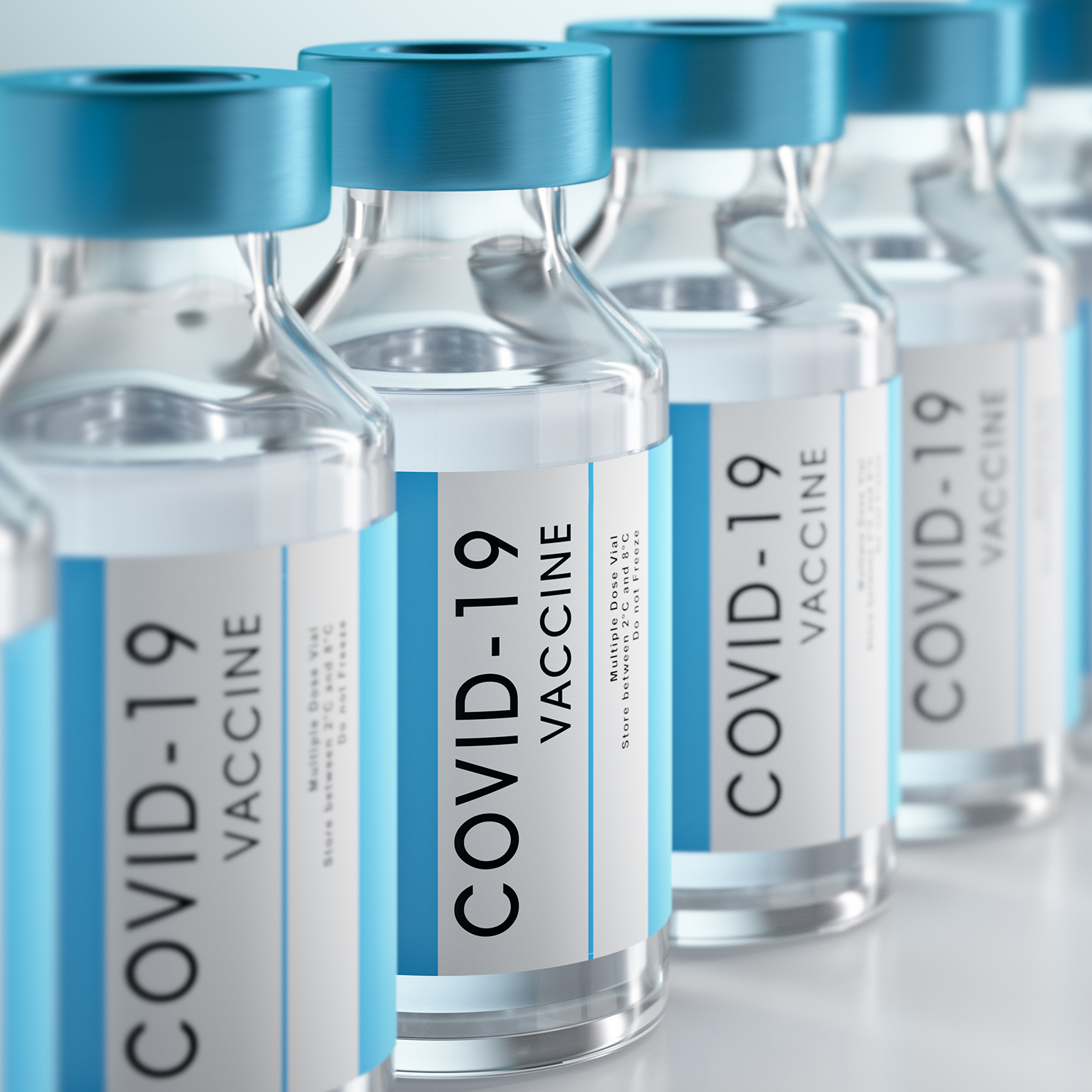 A group of vaccine bottles