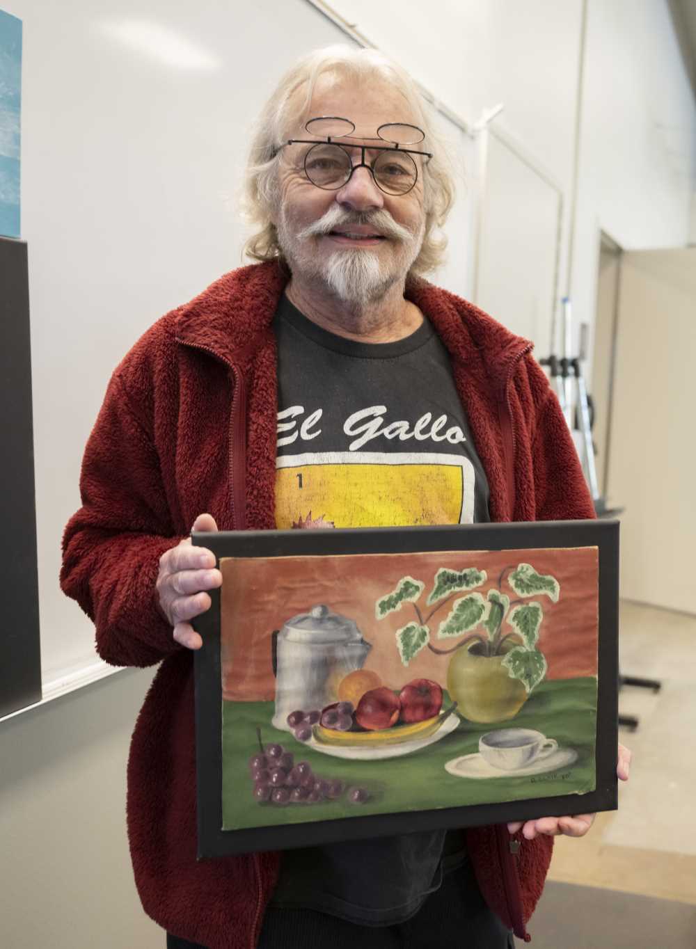Dan Van Clapp with his own high school artwork