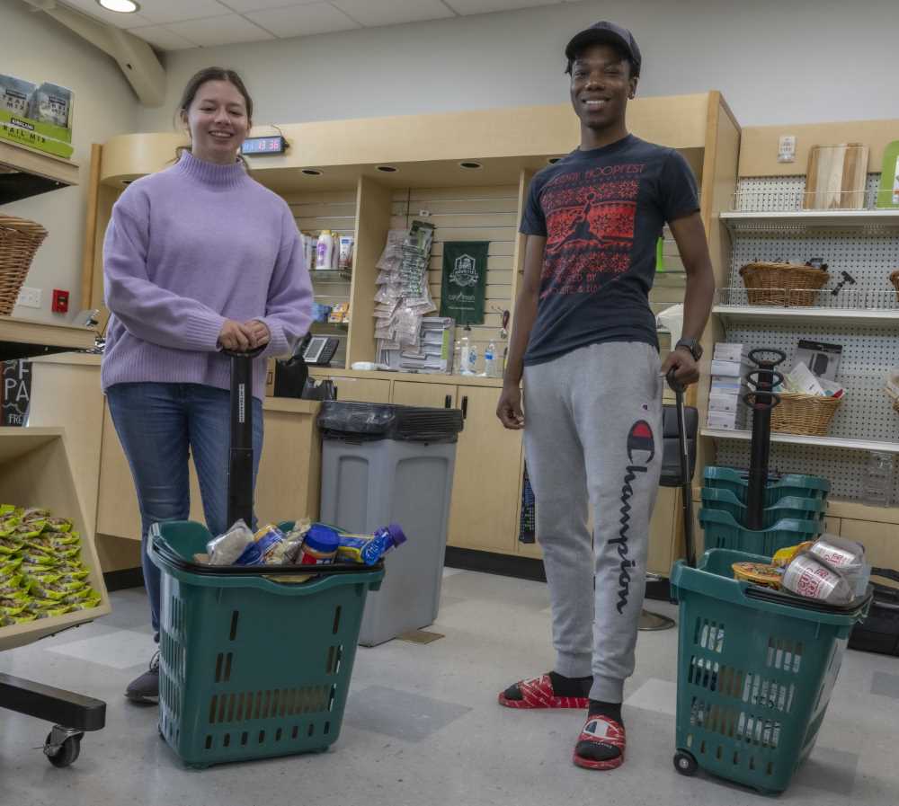 Students with full baskets