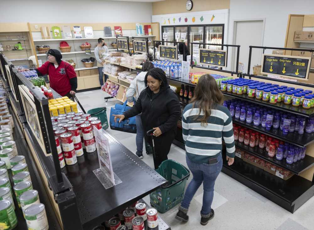 A crowded Food Pantry