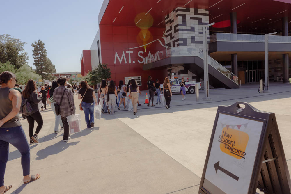 Students walk into the Student Center