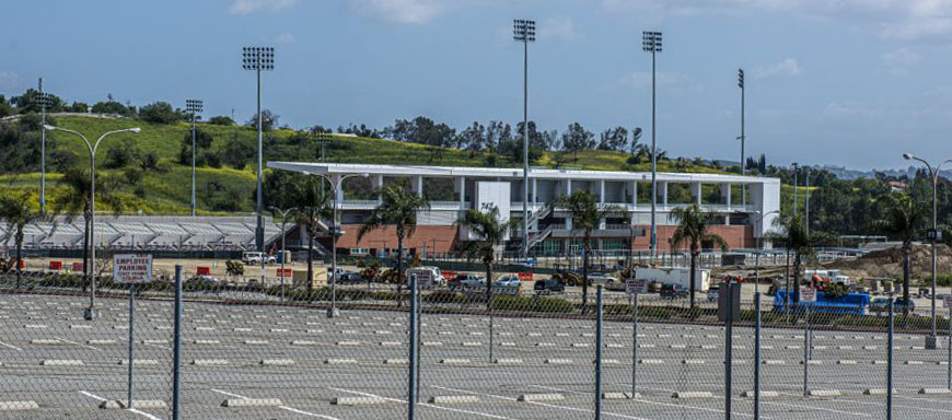 Empty campus- Hilmer Lodge stadium