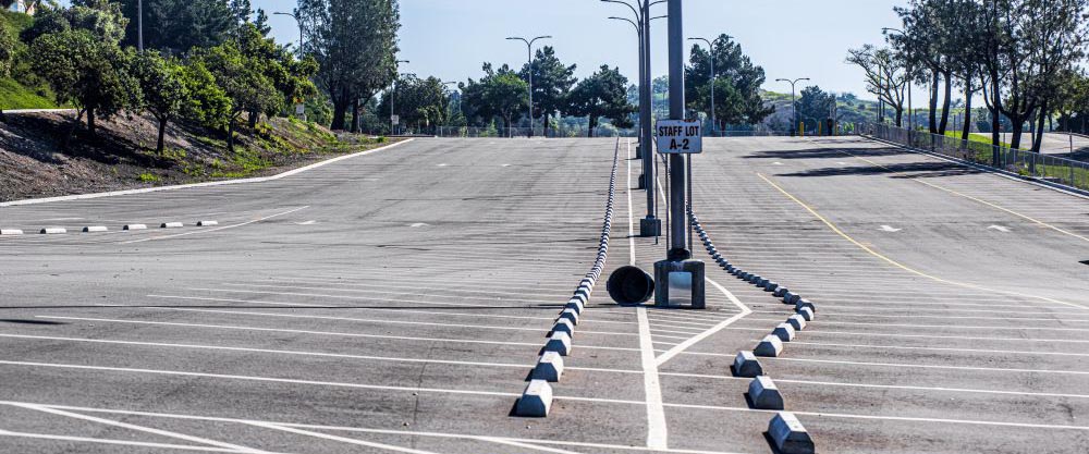 Empty campus parking lot