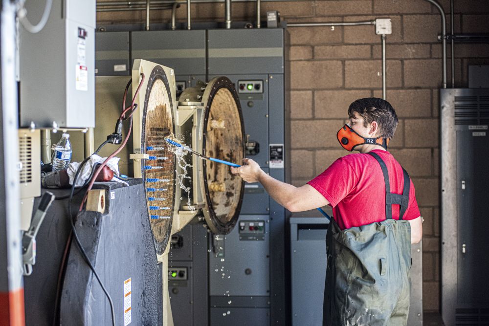 Contractor servicing the chillers