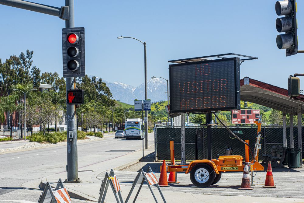 Mt. SAC empty campus  - digital traffic sign