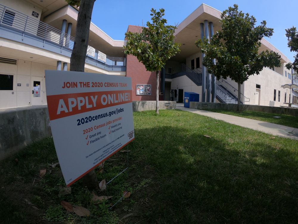 Empty campus- Census sign