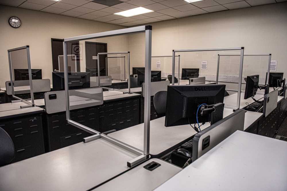 computer lab with barriers