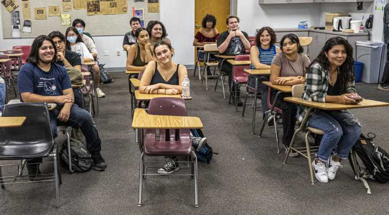 Students in History of Rock Music class