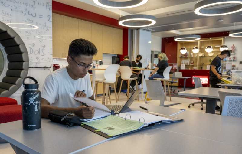 Students study in the STEM Center