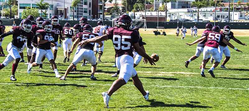 Mountie Football team at practice