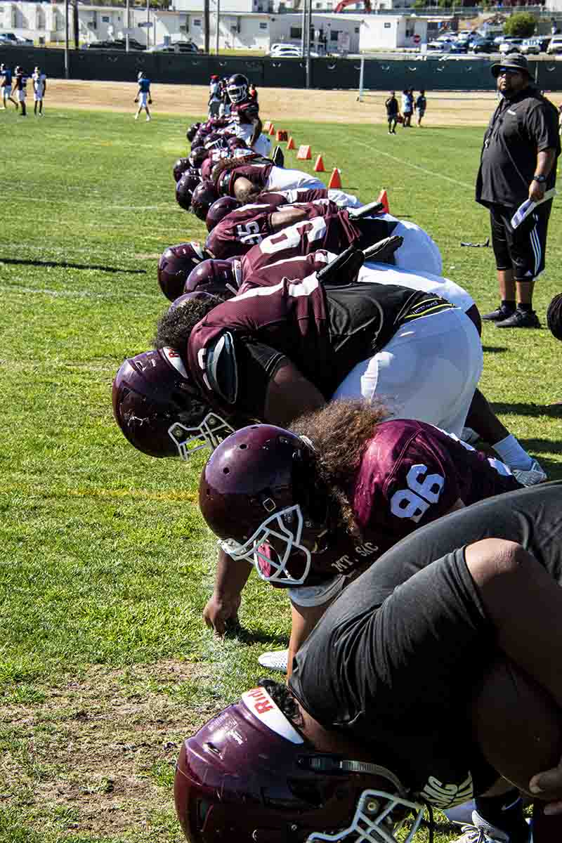 Mountie football team practices