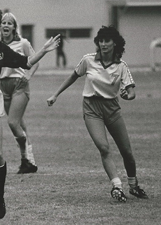Sally Cavion playing soccer