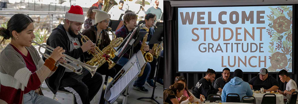 Wind Ensemble (L) & "Welcome Student Gratitude Lunch" (R)