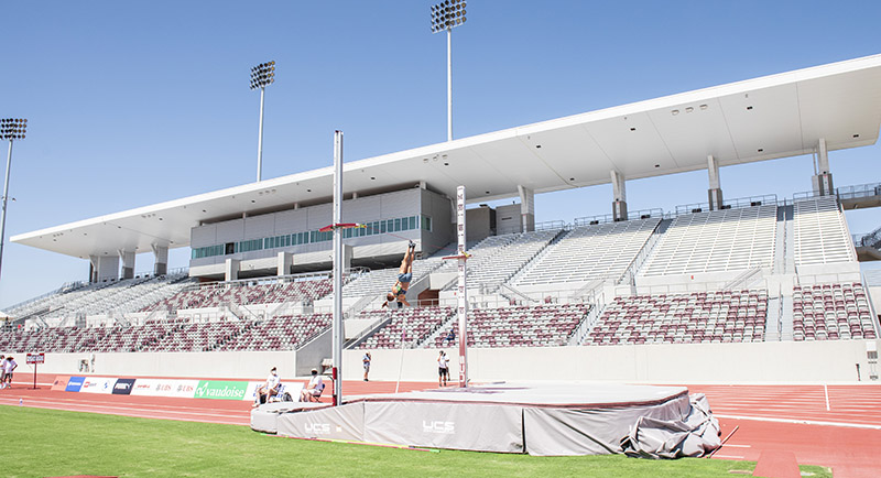 Stefanidi pole vaults at the new Hilmer Lodge Stadium