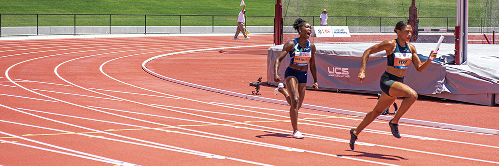 300m relay with Allyson Felix