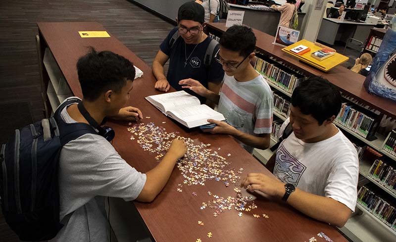 Students enjoy the library