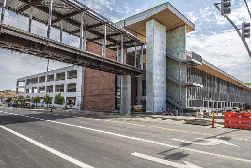 Overpass to new Transit Center from new parking structure