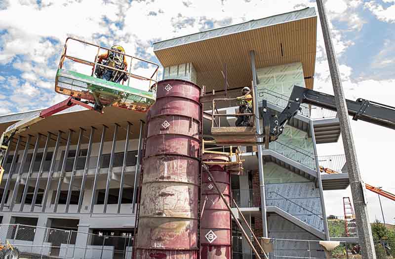 Construction on parking structure