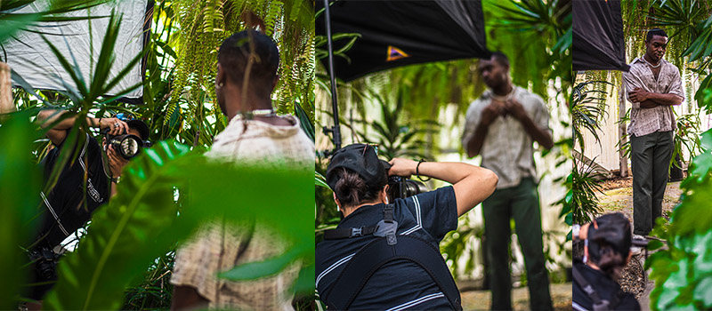 A Fashion Club member poses for Photography Club student