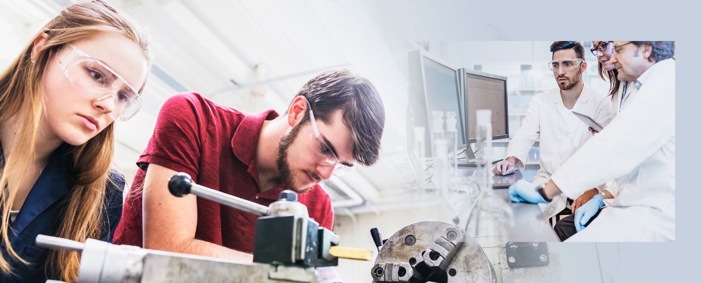 Students conducting research and at an internship