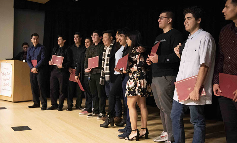 Students pose for their families