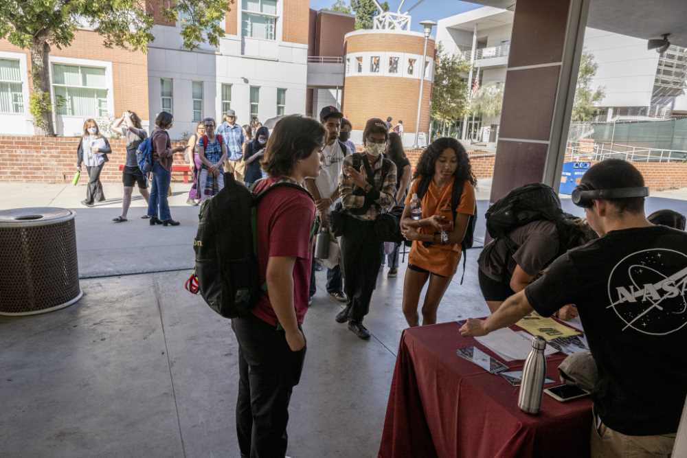 Line of students to get into the event