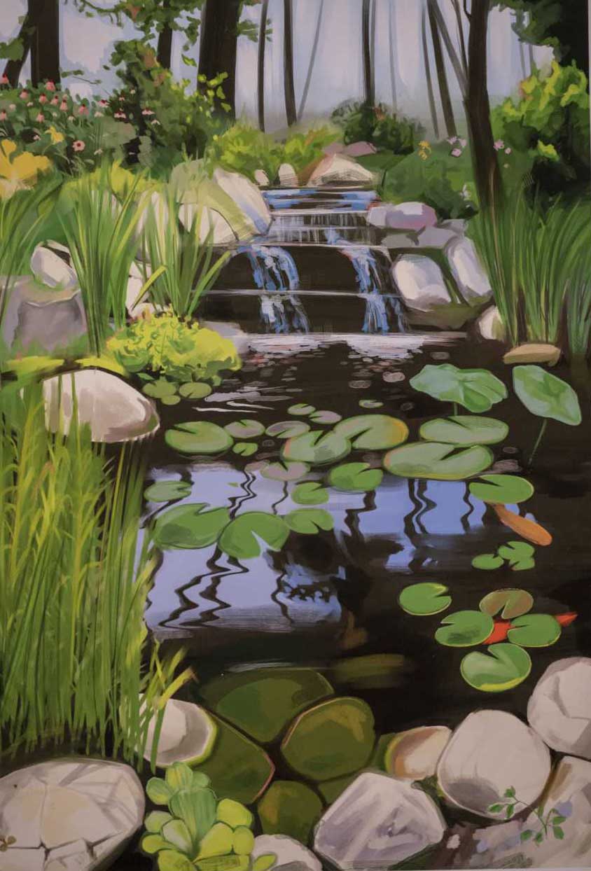 digital art of a koi pond