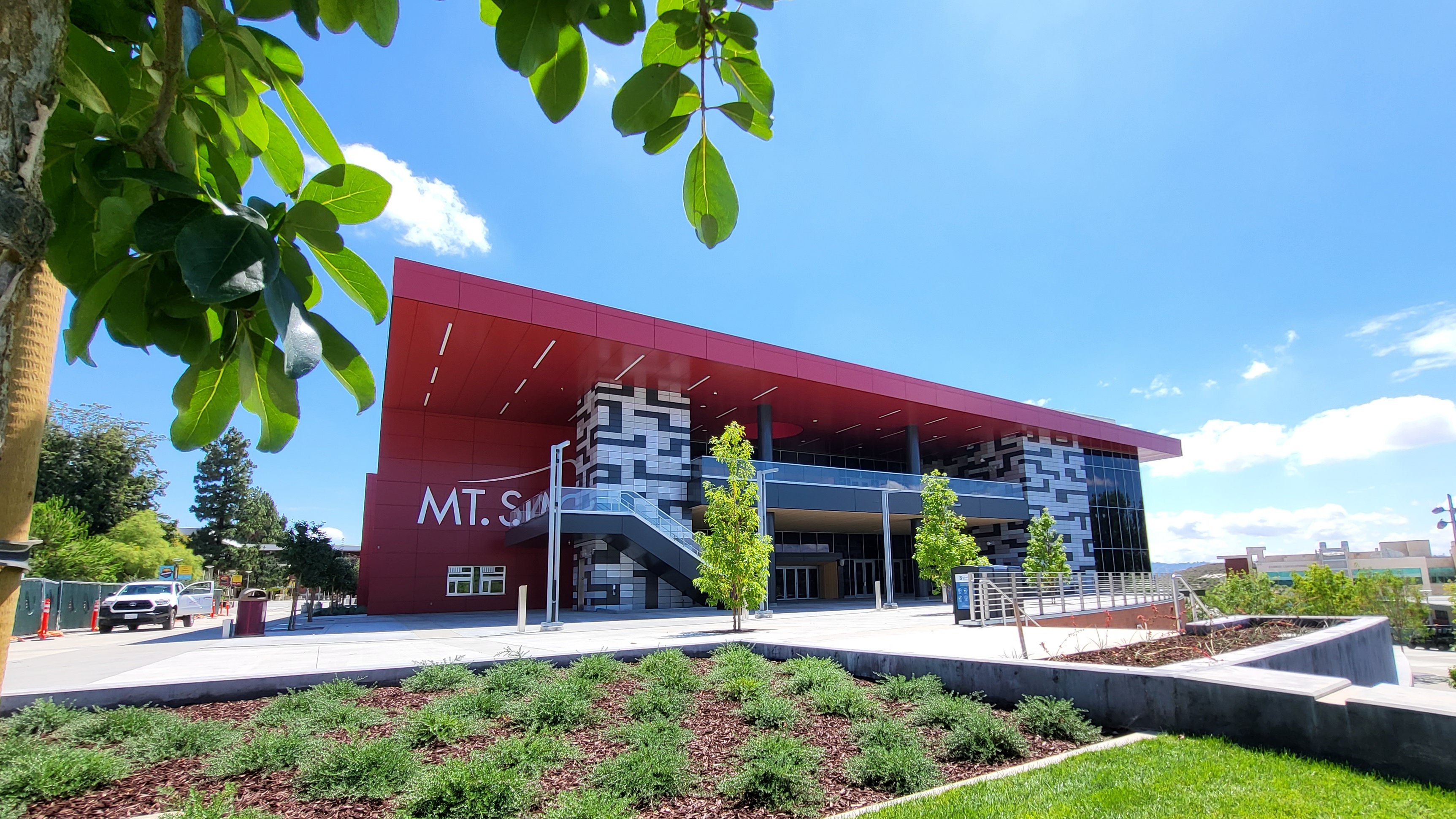 The new Student Center set against a vivid blue sky