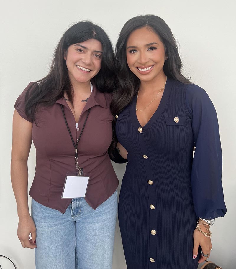 student Keila Garnica with Abigail Velez from ABC 7