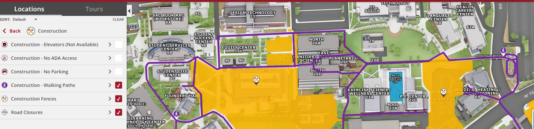 walking paths on campus map